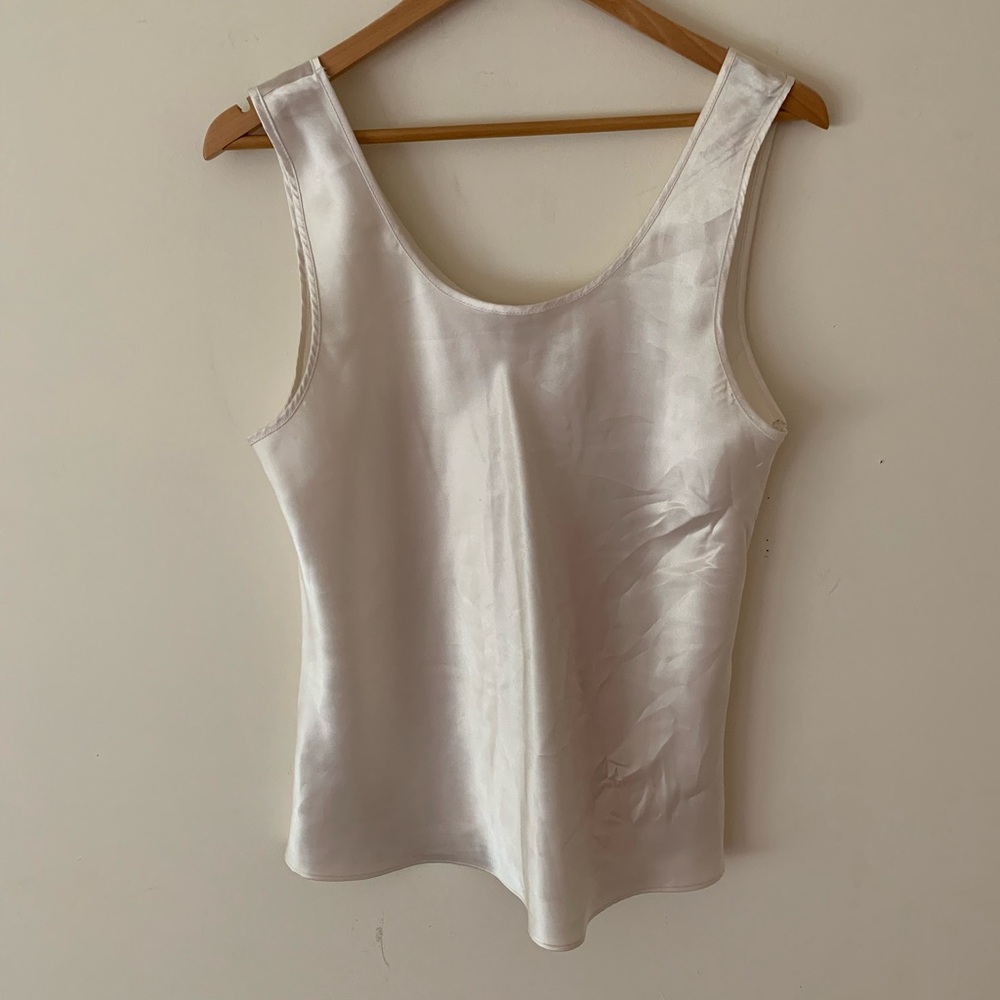 Vantage Chic Satin Tank Top in Cream